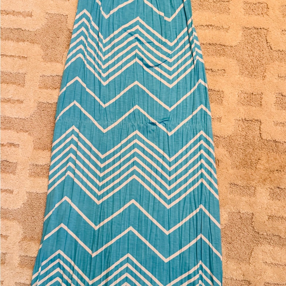Blue and White Chevron Maxi Dress